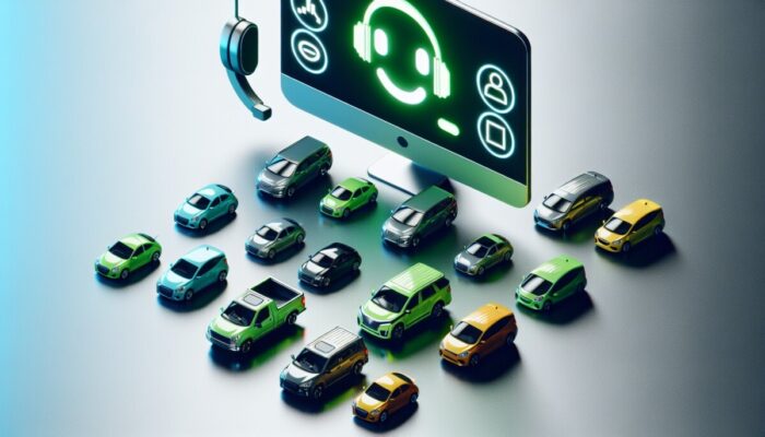 User-friendly car rental platform interface showcasing a diverse fleet of vehicles, transparent pricing, and responsive customer support.