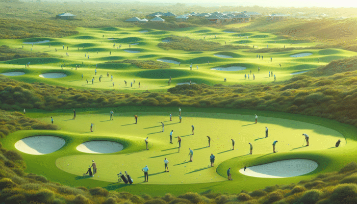 Advanced Golf Course Reading Skills: A South African golf course featuring Kikuyu and Bermuda grass, golfers adjusting their putting techniques.