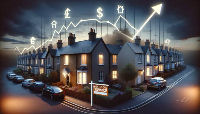 Graph depicting fluctuations in the UK house clearance market prices alongside economic indicators.