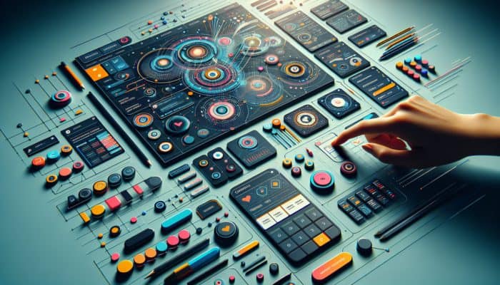 A stylish, modern UI showcasing vibrant buttons, clear typography, and harmonious colour schemes on a digital interface.